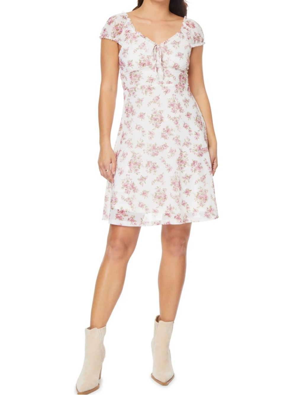 Coquette Soft Girl Milkmaid Cottage Feminine Whimsy Ditsy Floral Floral Dress S